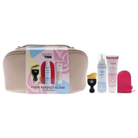 Your Perfect Glow Collection Set by Skinny Tan for Women - 4 Pc Gift Set 5oz Self Tanning Whip, 1oz Day Instant Tanner, Miracle Blush