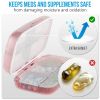 Pink Pill Organizer Airtight Pill Box Large Pill Dispenser Home Travel Supplement Holder Portable Vitamin Sorter Jumbo Size 8 Compartment Airtight Vit