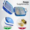 Blue Travel Pill Organizer Moisture Proof Pill Holder Daily Medicine Organizer Box for Vitamin Supplement Pocket Pharmacy with Labels 7 Compartments