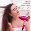 Water Ionic Hair Dryer, 1800W Blow Dryer with Magnetic Nozzle, 2 Speed and 3 Heat Settings, Powerful Low Noise Fast Drying Travel Hair Dryer for Home