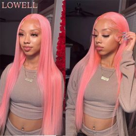 Pink Lace Front Wig Human Hair For Women 13x4 Hd Lace Frontal Wig Brazilian 613 13x6 Colored Straight Lace Front Wigs (Hair Color, Density: 13x6 lace wig, 150%, Stretched Length: 18inches)